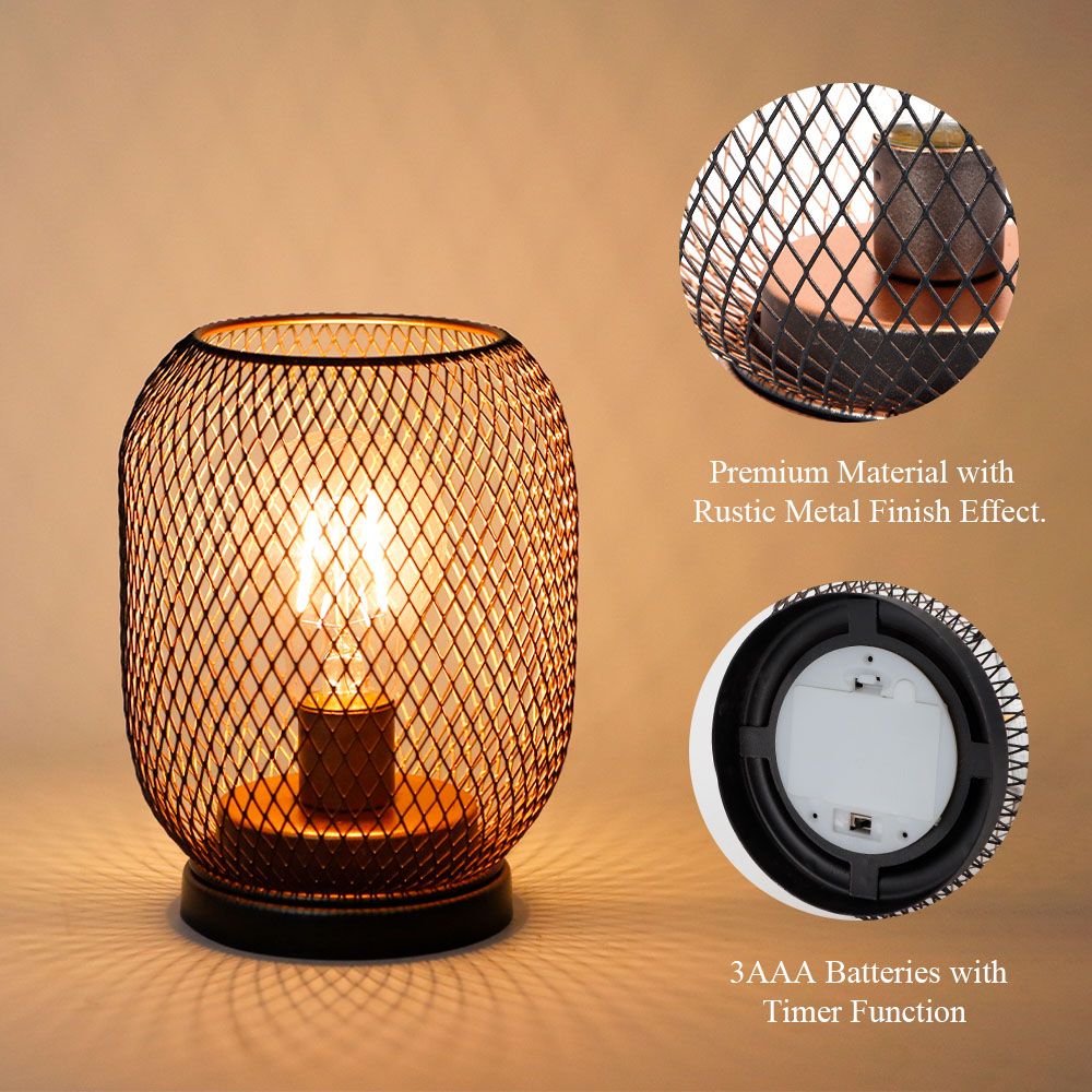 New Metal Cage LED Battery Operated Night Table Lamp with LED Bulb for Kid's Gift Home Decoration