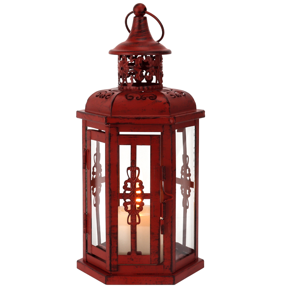 Red Hanging Metal Lanterns Wedding Vintage Decorative Candle Lantern