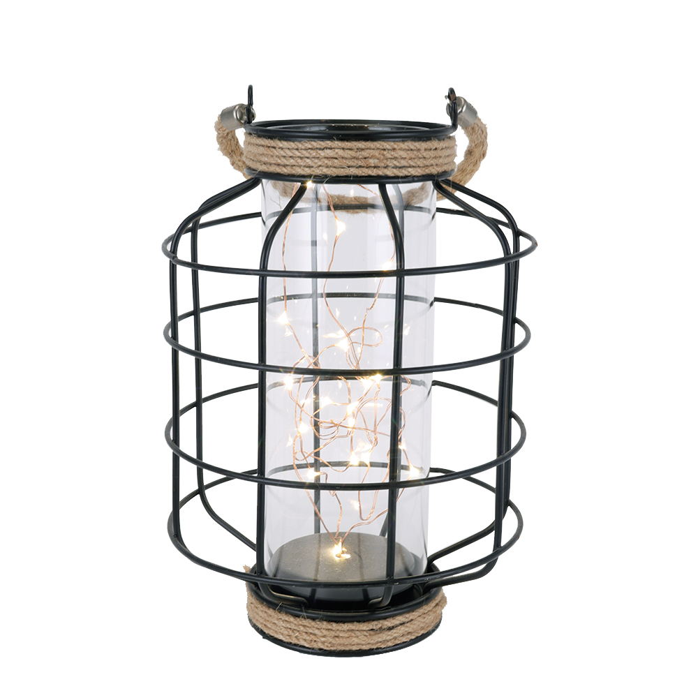  Metal Cage LED Lantern Battery Powered,9.4