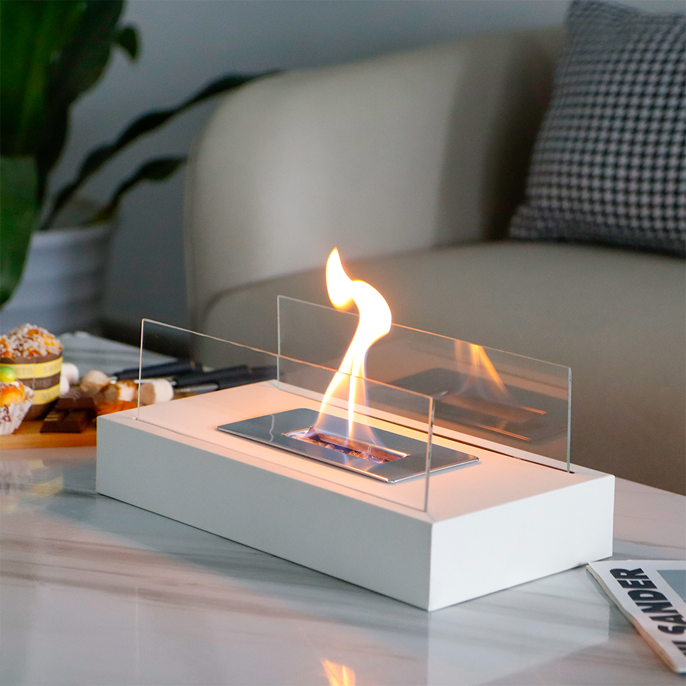 Tabletop Fireplace with Two-Sided Glass 14